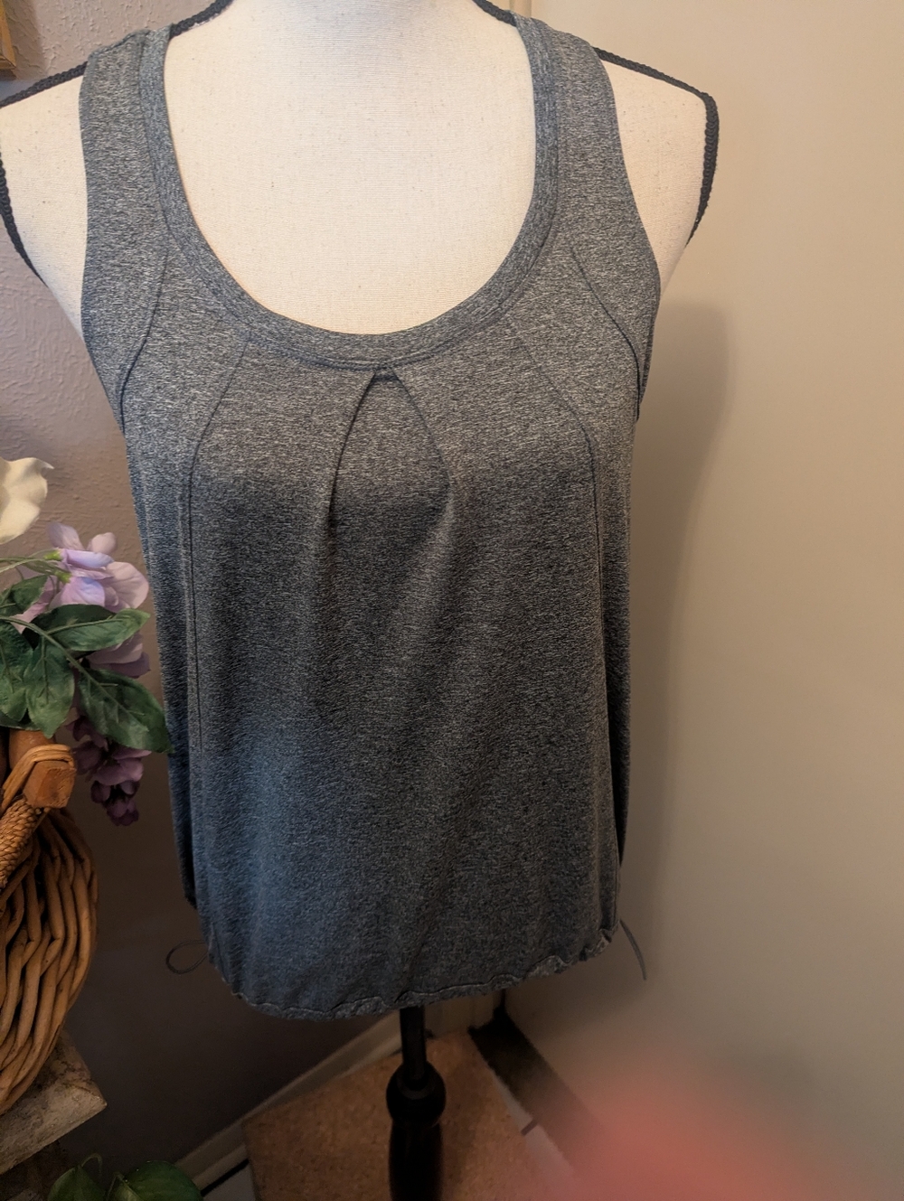 Women's Gray Pleated Athletic Tank Top.